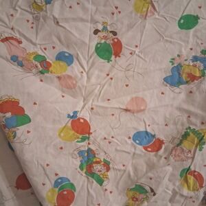 Vintage 80s Rainbow Whimsical Clown Circus Crib Sheet 1985 Kendall Co.